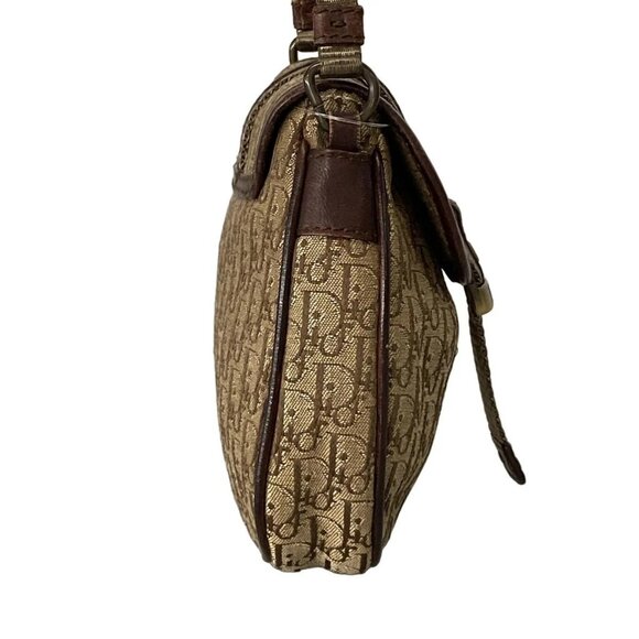 Auth DIOR/ChristianDior Trotteur Beige Khaki Dark Brown Jacquard Leather - Picture 4 of 16